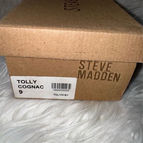 Steve Madden Tolly Women's Cognac Patent Stiletto Slip in Mules Heels Size 9 - Picture 9 of 11